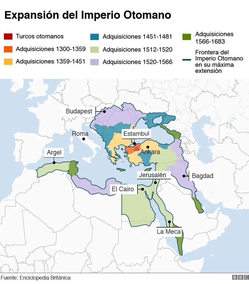 Imperio otomano en su máxima expansión
fuente: https://www.bbc.com/mundo/articles/cw9v0zwlz47o