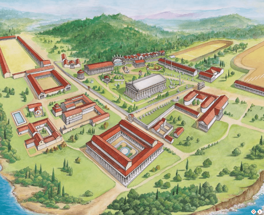 Reconstrucción del santuario de Olimpia, donde se celebraban los Juegos Olímpicos en honor a Zeus, los más importantes de la antigüedad griega.
Fuente: Comité Olímpico Internacional
https://stillmed.olympics.com/media/Document%20Library/OlympicOrg/Documents/Document-Set-Teachers-The-Main-Olympic-Topics/The-Olympic-Games-in-Antiquity.pdf?_ga=2.178115501.941754759.1680502411-862628506.1677753585