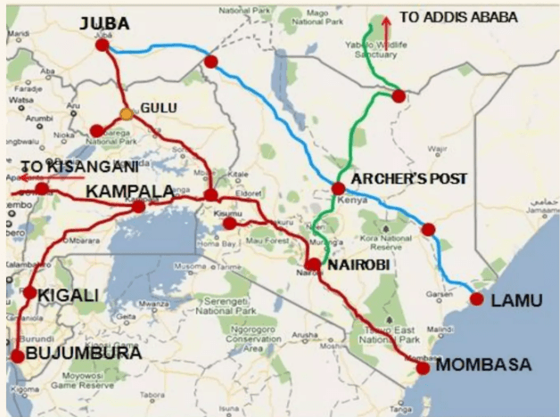 Mapa de los trenes de Kenia y sus vecinos
Autor: Tristan Wiggill
Fuente: https://es.slideshare.net/slideshow/kenya-country-spotlight/50317947